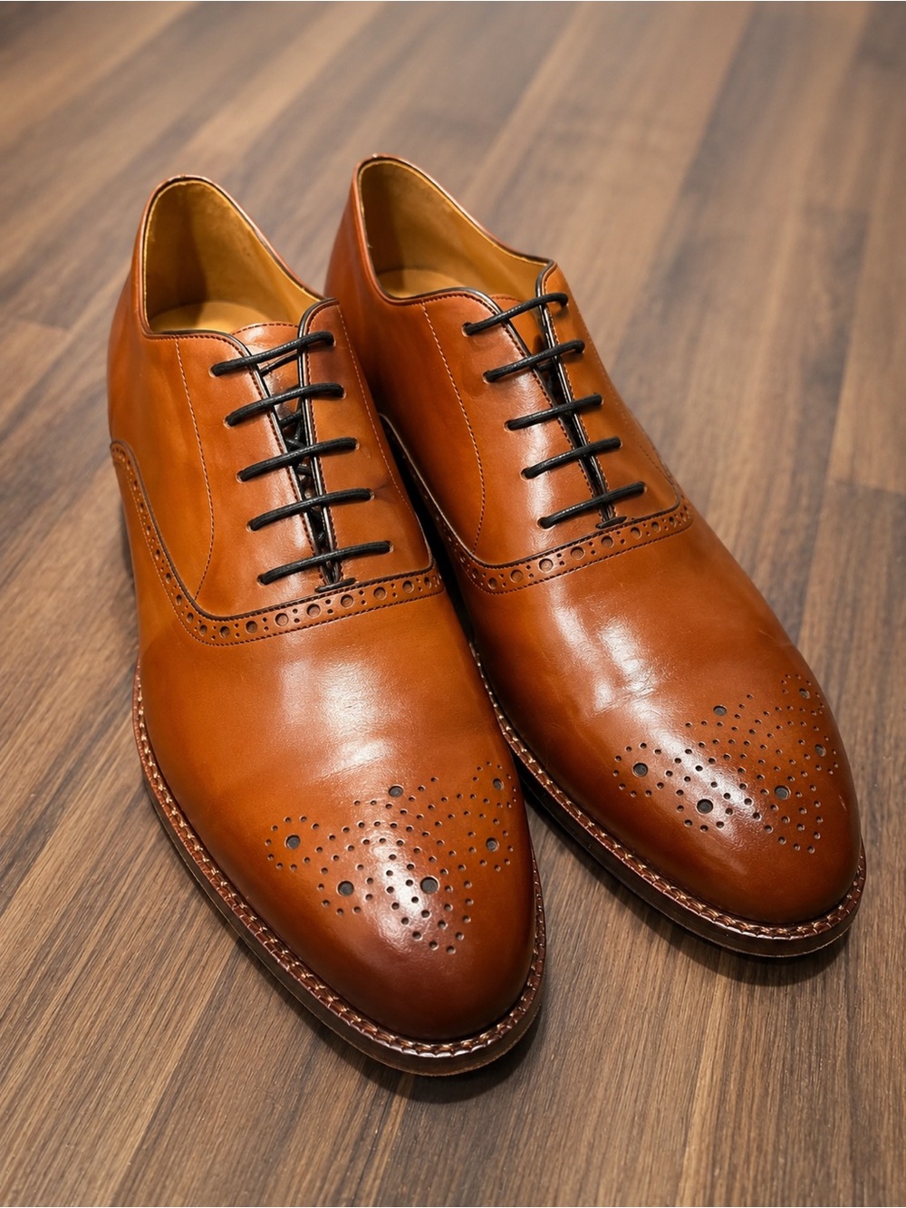 Beckett Simonon Cognac Leather Oxford Derbys with Brogue Toe